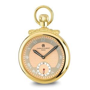 Charles Hubert Gold Finish Champagne Dial Open Face Pocket Watch